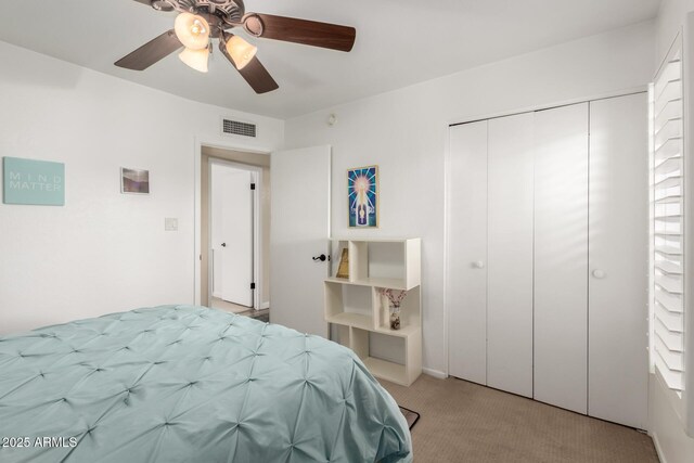 2843 E Captain Dreyfus Ave, Phoenix, AZ 85032 - bedroom with carpet floors, a closet, and ceiling fan