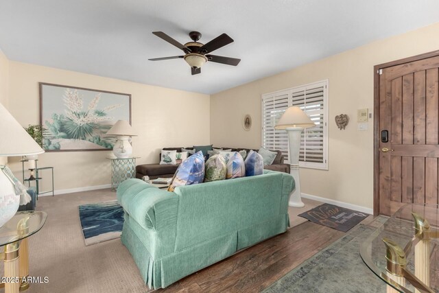 2843 E Captain Dreyfus Ave, Phoenix, AZ 85032 - living room with ceiling fan and wood finished floors