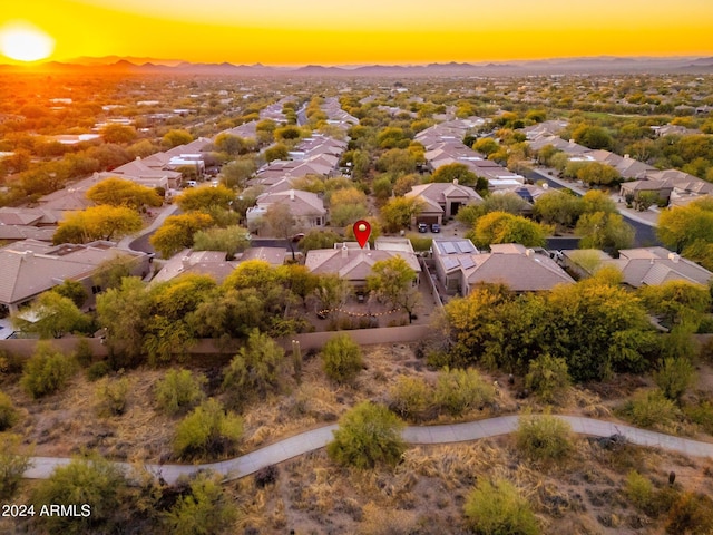 view of aerial view at dusk