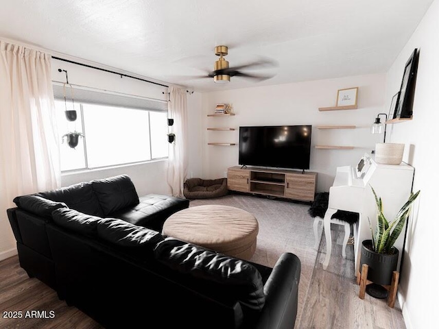 1705 S Cedar Dr, Apache Junction, AZ 85120 - living area with ceiling fan and wood finished floors