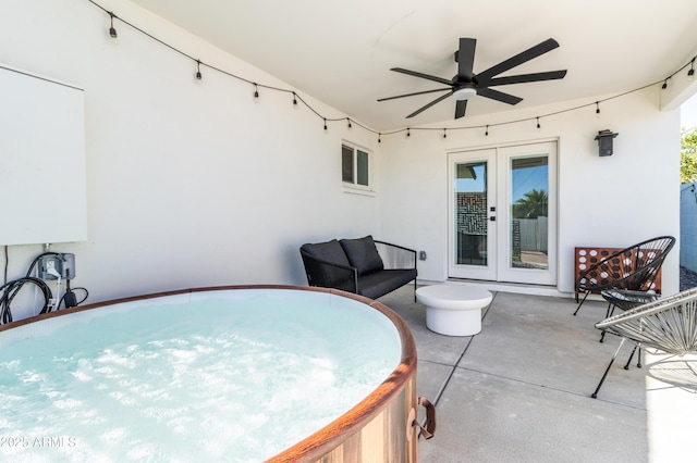 6907 E Palm Ln, Scottsdale, AZ 85257 - view of patio / terrace featuring french doors and a ceiling fan