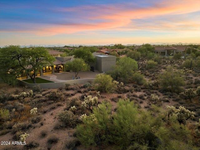 view of yard at dusk