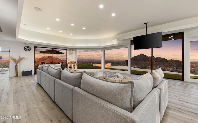 living room with light wood-type flooring