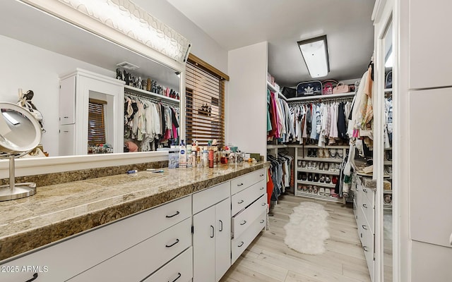 walk in closet featuring light hardwood / wood-style floors