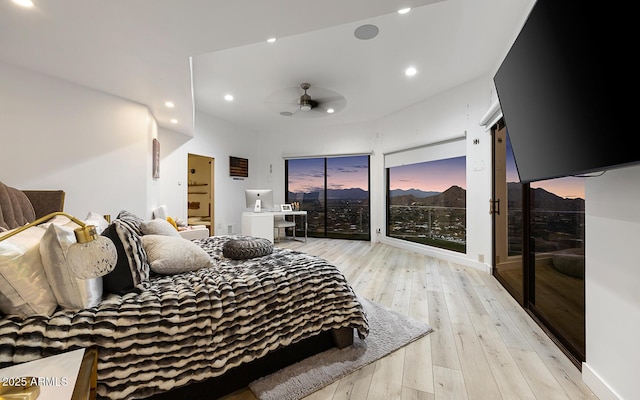 bedroom with light hardwood / wood-style flooring