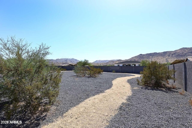 view of yard with a mountain view