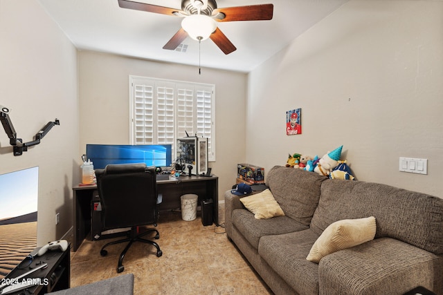 office area featuring ceiling fan