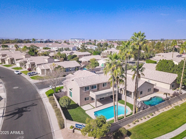 drone / aerial view with a residential view