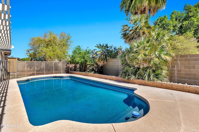 view of pool featuring a fenced backyard and a fenced in pool