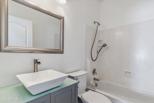 full bathroom with vanity, toilet, and tub / shower combination