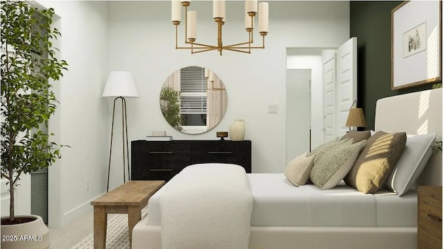 5064 S 234th Ave, Buckeye, AZ 85326 - bedroom with a chandelier, carpet floors, and baseboards
