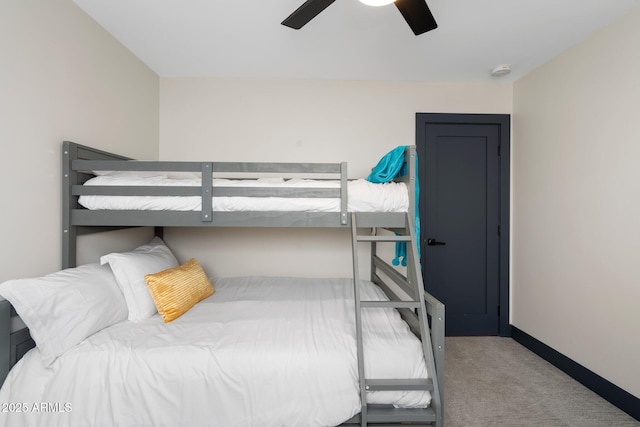 bedroom featuring carpet floors and a ceiling fan