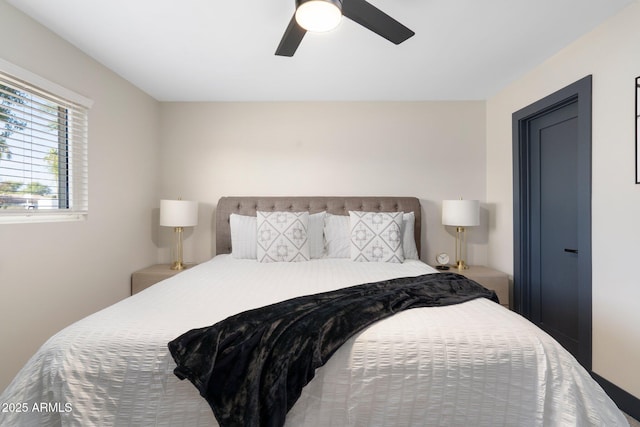 bedroom featuring a ceiling fan