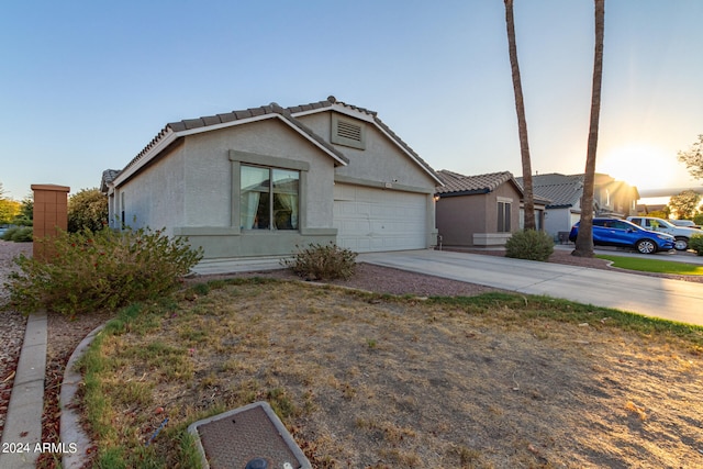 view of front of house with a garage