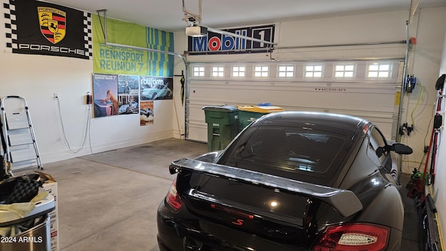 garage with a garage door opener