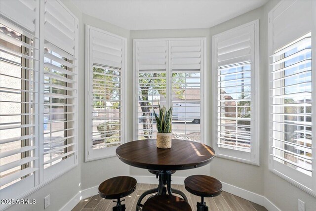 dining room with hardwood / wood-style flooring