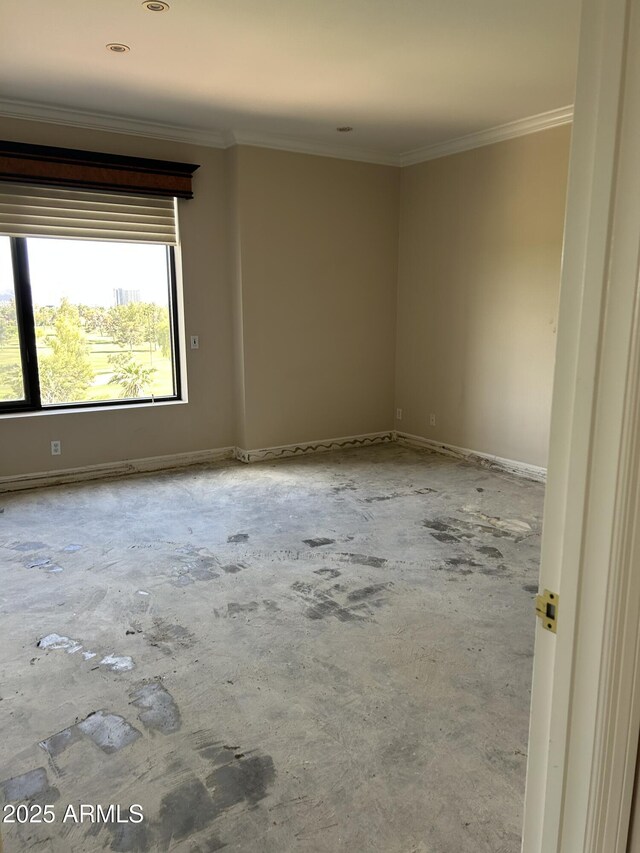 spare room featuring crown molding