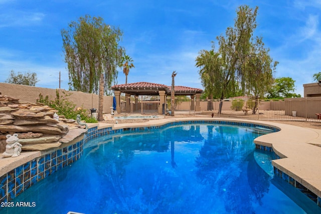 4922 W Fallen Leaf Ln, Glendale, AZ 85310 - view of pool featuring a gazebo, a fenced backyard, and a patio
