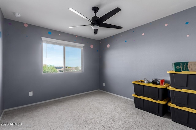 25627 N 163rd Dr, Surprise, AZ 85387 - rec room featuring carpet flooring, baseboards, and a ceiling fan