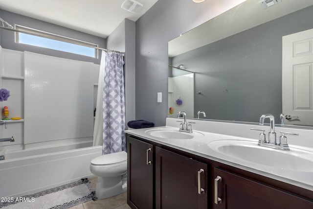 25627 N 163rd Dr, Surprise, AZ 85387 - bathroom featuring shower / bath combo, tile patterned floors, a sink, and toilet