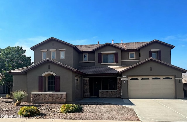1526 E Glacier Pl, Chandler, AZ 85249 - traditional-style home featuring stucco siding, driveway, and stone siding