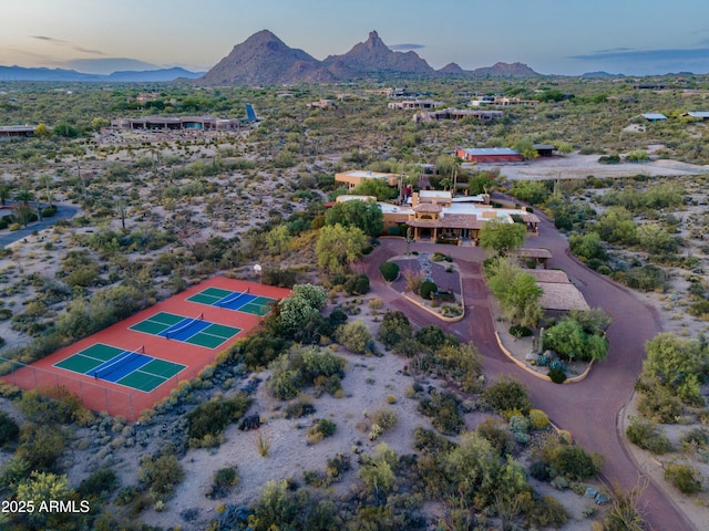 aerial view with a mountain view