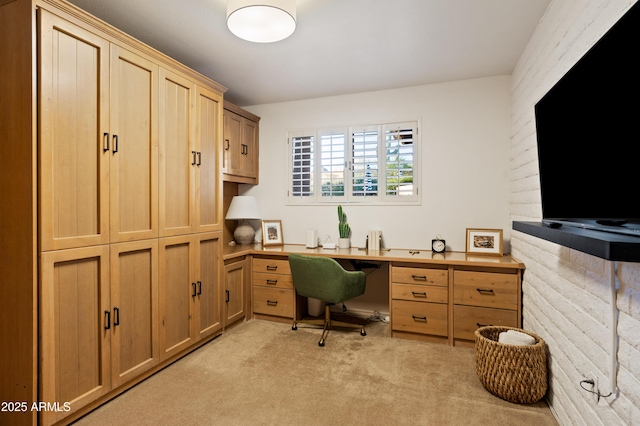 home office featuring light colored carpet