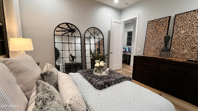 bedroom featuring light hardwood / wood-style flooring