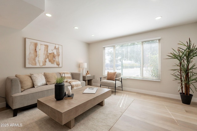 1301 N 44th St, Phoenix, AZ 85008 - living area with recessed lighting, baseboards, and light wood-style floors