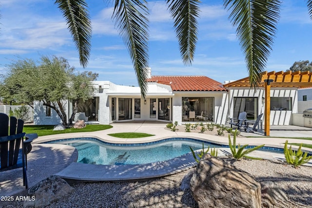 10013 N 106th Pl, Scottsdale, AZ 85258 - outdoor pool with a patio area and a pergola