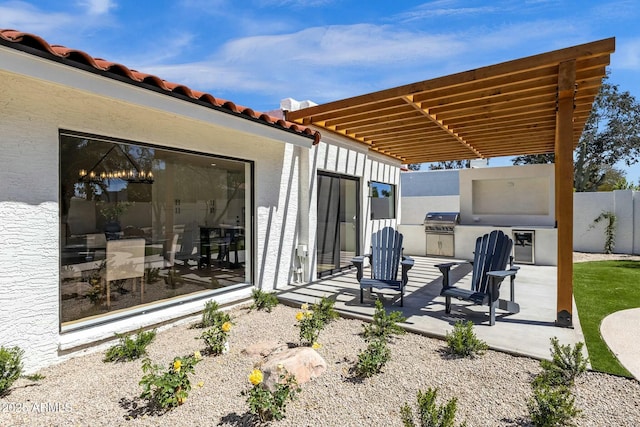 10013 N 106th Pl, Scottsdale, AZ 85258 - view of patio featuring fence, area for grilling, and a pergola