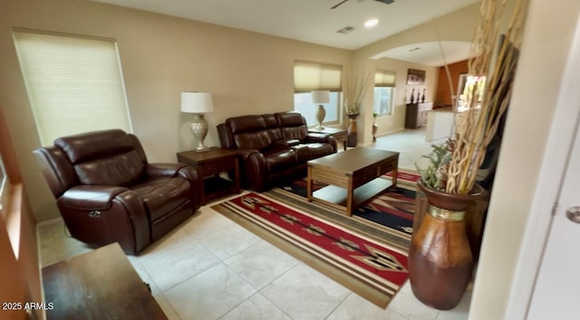 view of tiled living room