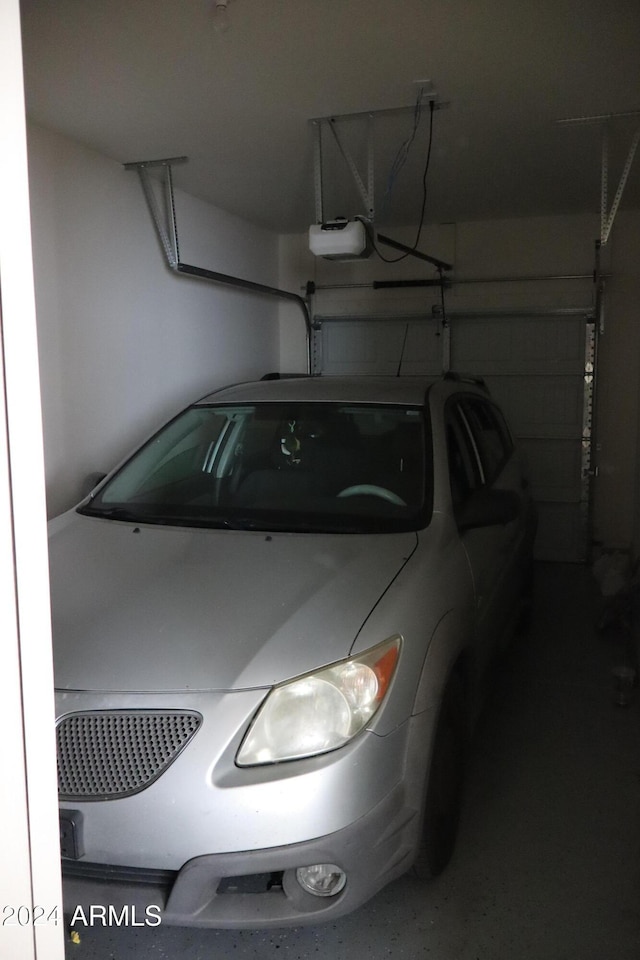 garage with a garage door opener