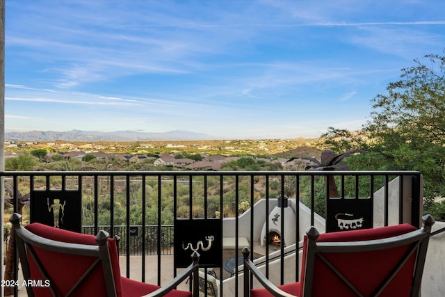 balcony with a mountain view