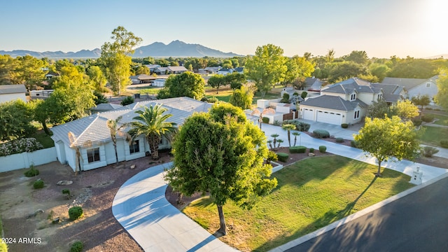 bird's eye view with a mountain view