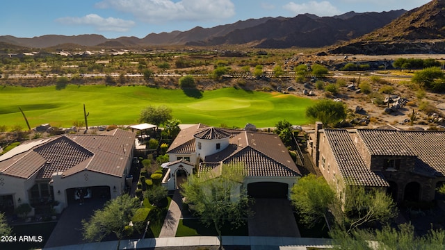 drone / aerial view with a mountain view