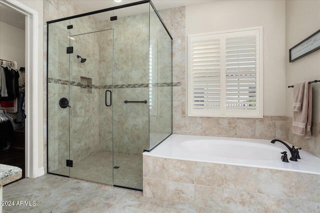 bathroom with plus walk in shower