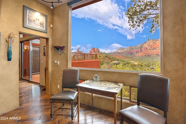 balcony with a mountain view