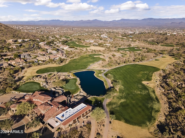 aerial view with a water and mountain view