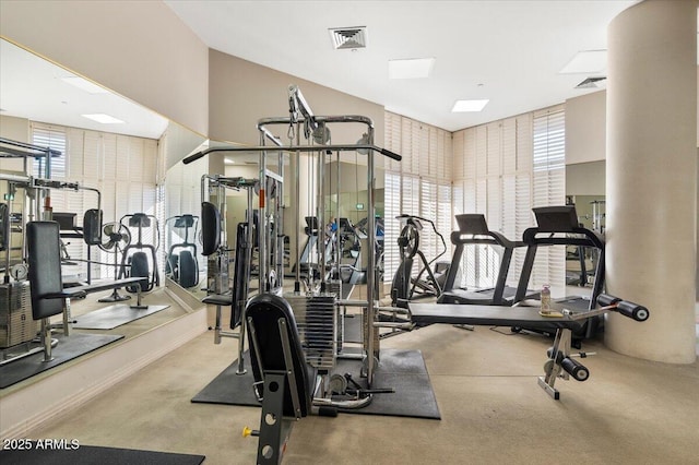 workout area with visible vents and a wealth of natural light