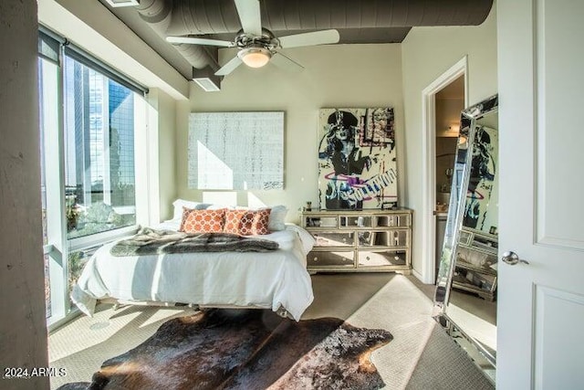 bedroom featuring ceiling fan