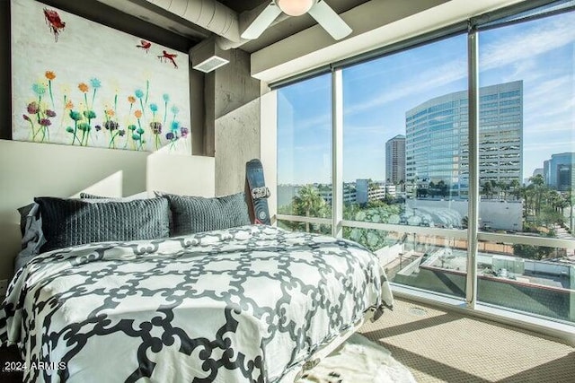 bedroom featuring ceiling fan