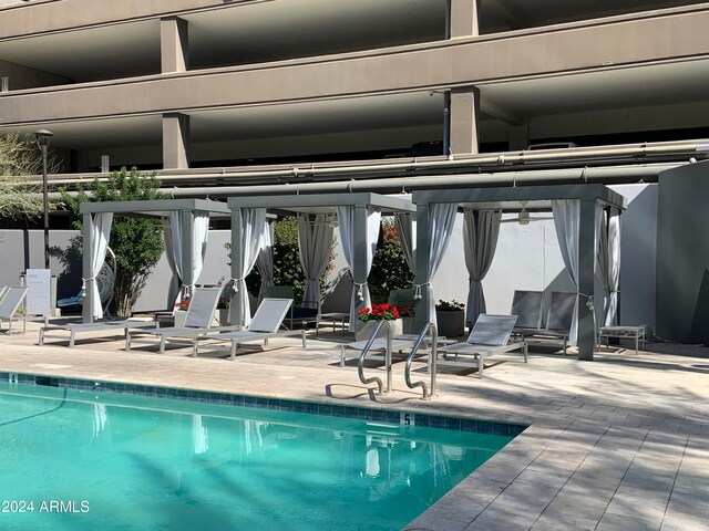 view of pool featuring a patio