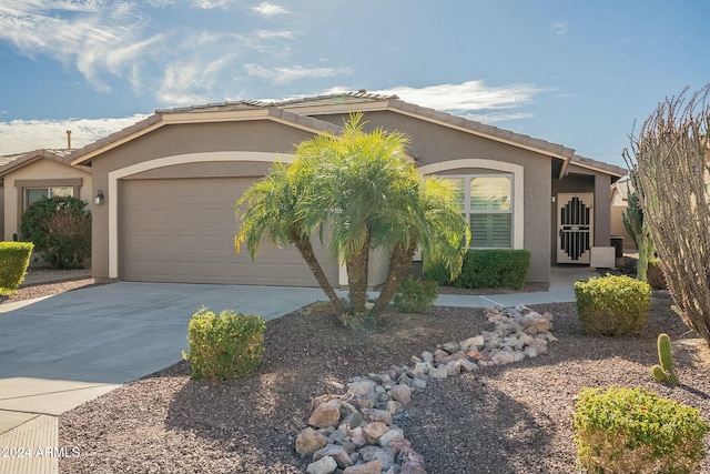 single story home with a garage