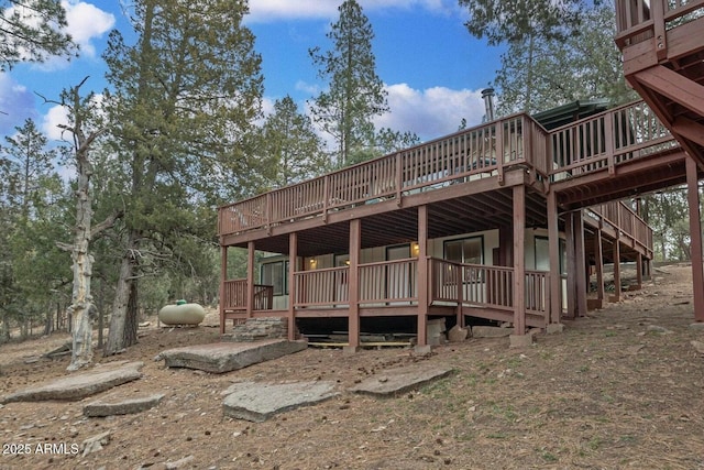 2974 N Vista Way, Payson, AZ 85541 - rear view of house featuring a wooden deck and stairway