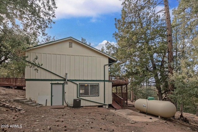 2974 N Vista Way, Payson, AZ 85541 - rear view of property with a wooden deck, stairs, cooling unit, and board and batten siding