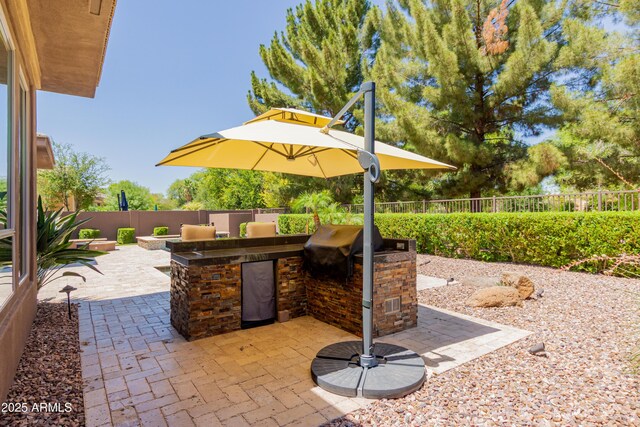 3654 E San Pedro Pl, Chandler, AZ 85249 - fenced backyard with an outdoor kitchen and a patio area