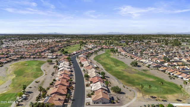 1881 E Kerby Farms Rd, Chandler, AZ 85249 - aerial view of property and surrounding area featuring nearby suburban area, a mountainous background, and a golf course
