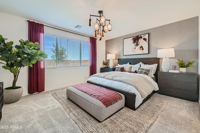 8128 E Paloma Ave, Mesa, AZ 85212 - carpeted bedroom with a chandelier and baseboards
