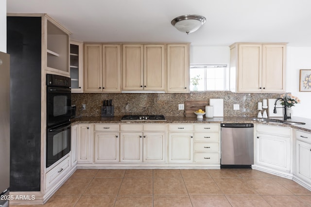 1330 E Monte Vista Rd, Phoenix, AZ 85006 - kitchen featuring dishwasher, a sink, cream cabinets, gas cooktop, and tasteful backsplash